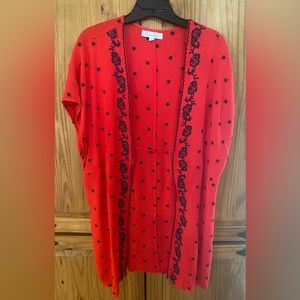 Red Navy blue stars festival midi duster by Love Tree